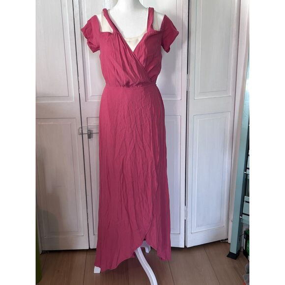 Reformation V-Neck Cold Shoulder Wrap Dress - Size 6 - Picture 1 of 11